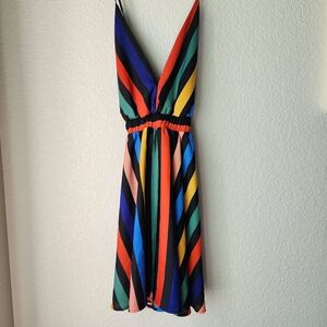Vici Colorful Striped Backless Dress MEDIUM